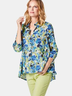 Goldner Damen Hemdblusen in blau - Ärmel: 3/4 Arm
