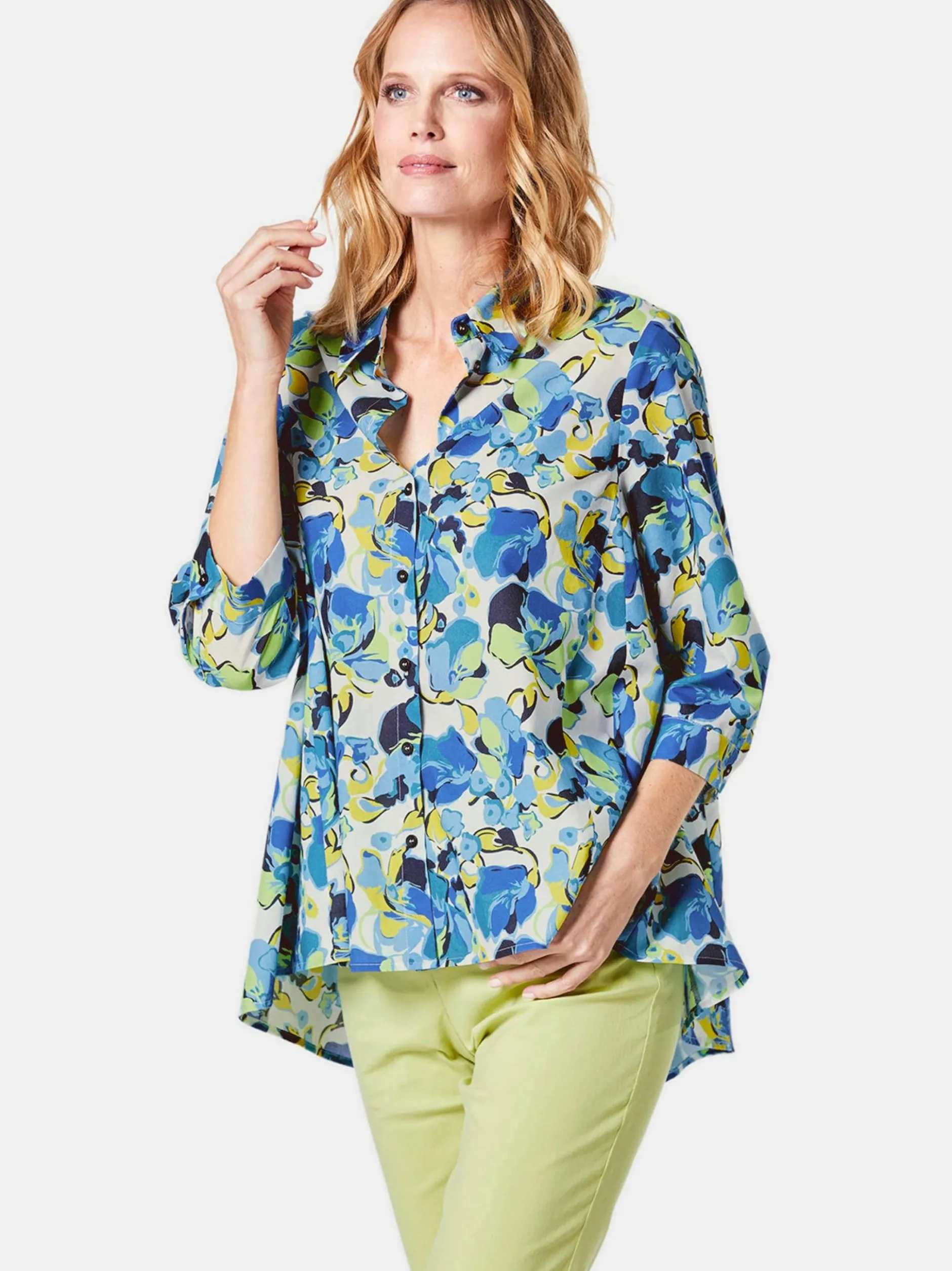 Goldner Damen Hemdblusen in blau - Ärmel: 3/4 Arm