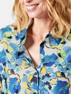 Goldner Damen Hemdblusen in blau - Ärmel: 3/4 Arm