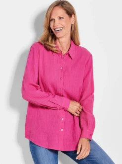 Goldner Damen Hemdblusen - Kurzgröße in pink