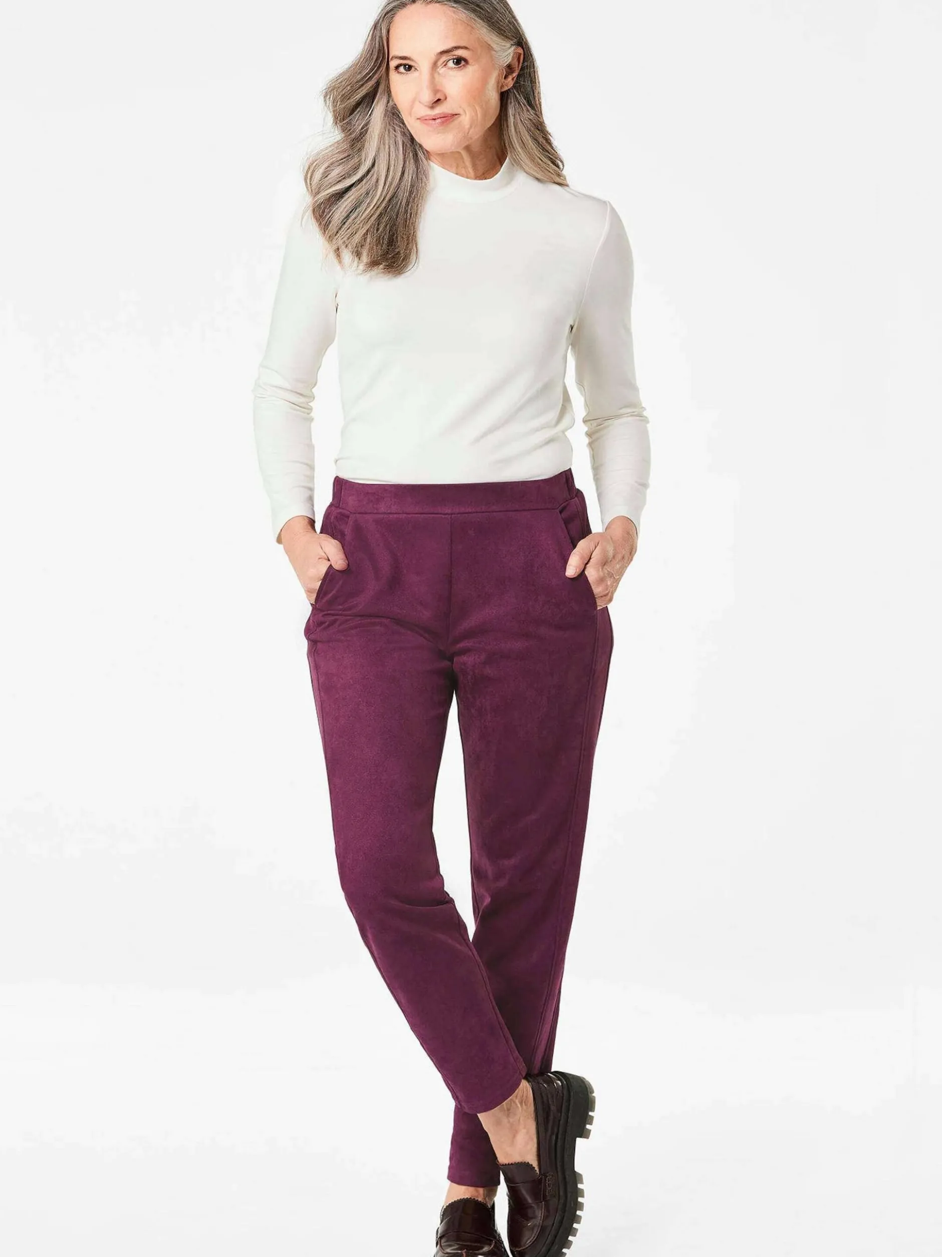 Goldner Damen Hosen in aubergine