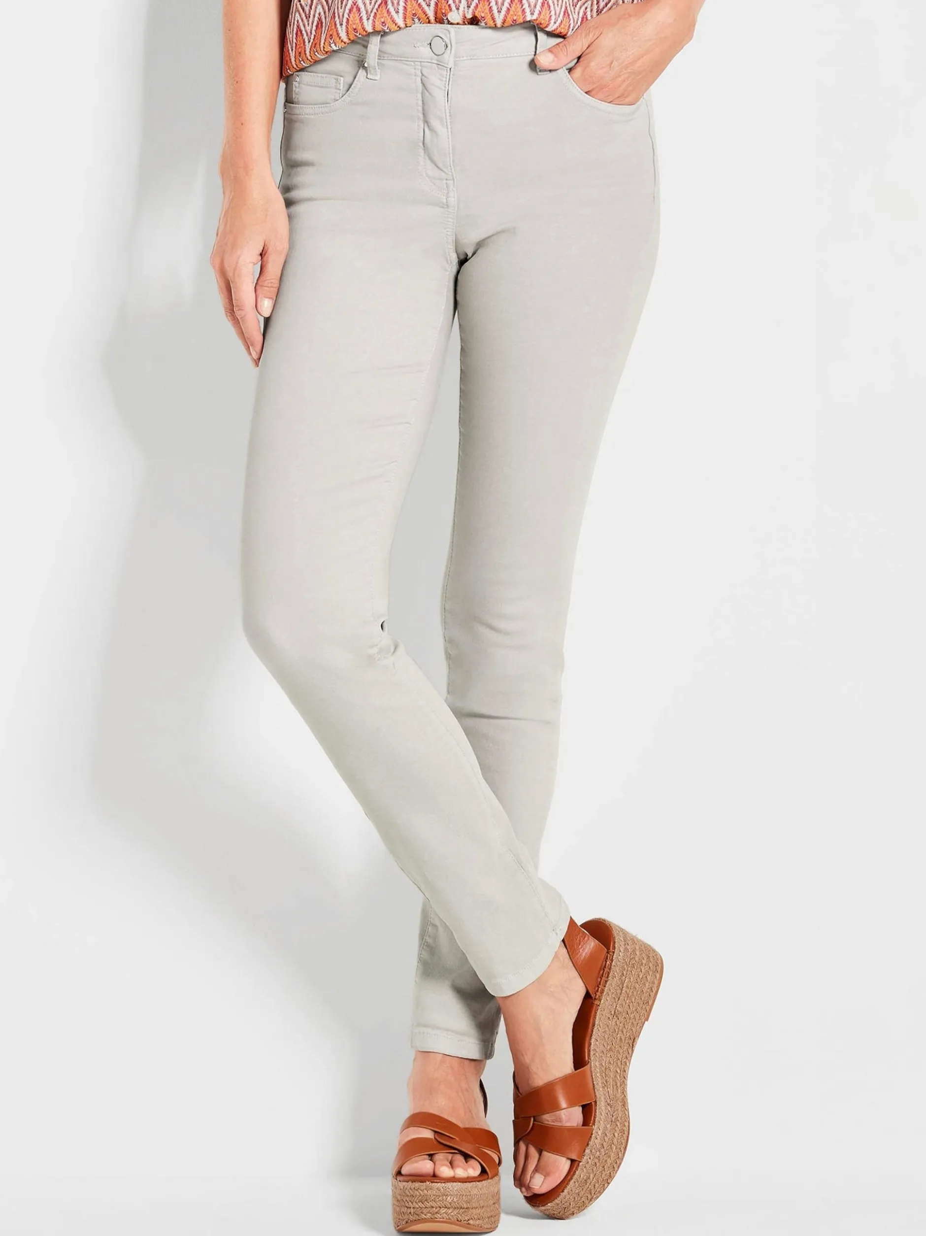 Goldner Damen Jeans in hellgrau