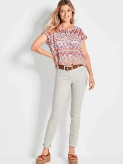 Goldner Damen Jeans in hellgrau