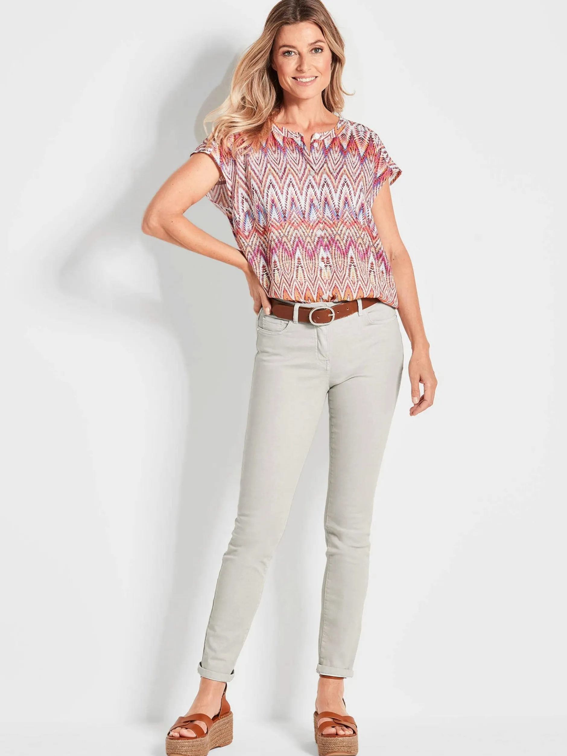 Goldner Damen Jeans in hellgrau