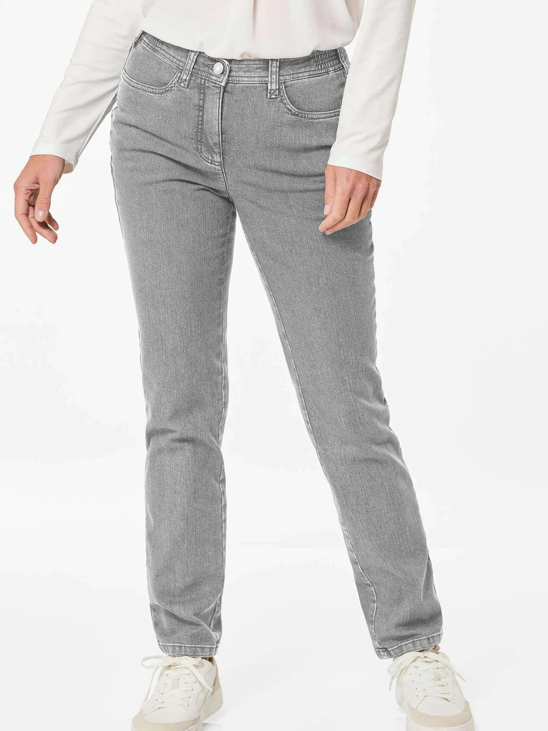 Goldner Damen Jeans in hellgrau