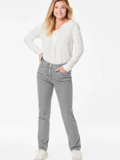 Goldner Damen Jeans in hellgrau