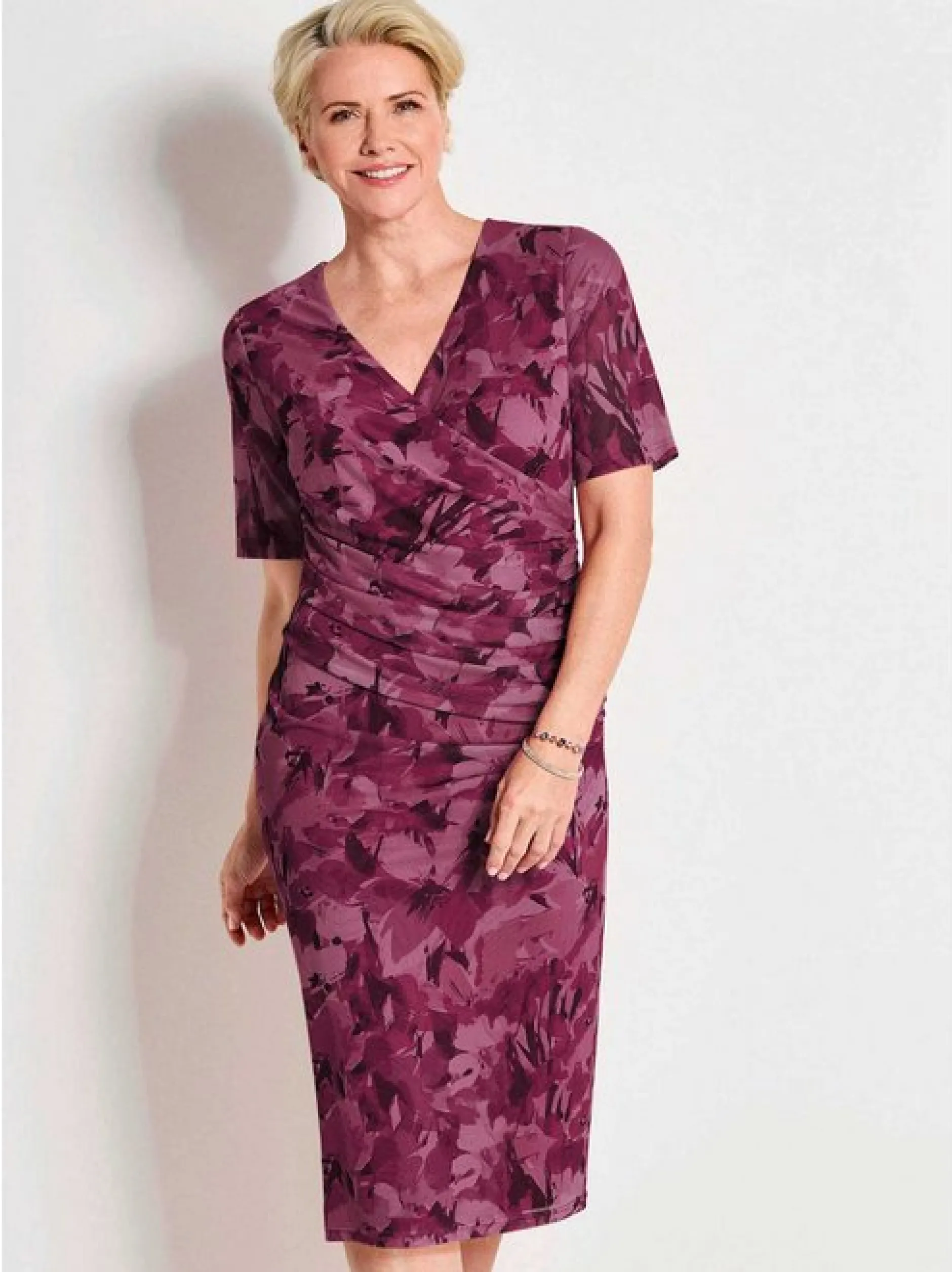 Goldner Damen Kleid in rosa - Ausschnitt: V-Ausschnitt