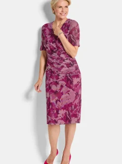 Goldner Damen Kleid in rosa - Ausschnitt: V-Ausschnitt