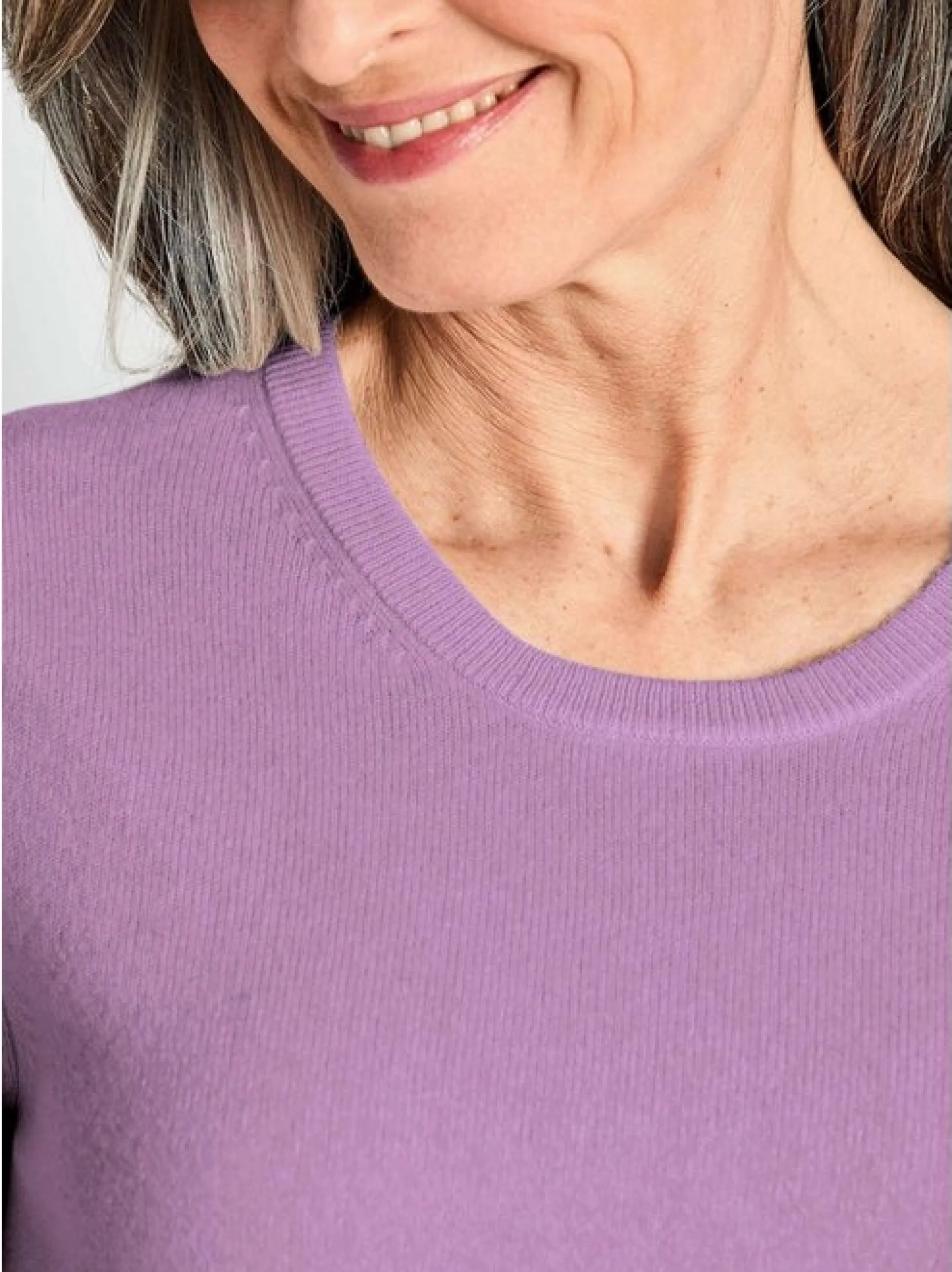 Goldner Damen Kurzarm-Pullover in flieder