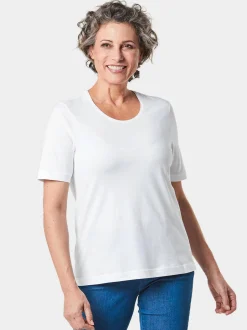 Goldner Damen Kurzarm-Shirts in weiß - Ärmel: Halbarm