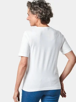 Goldner Damen Kurzarm-Shirts in weiß - Ärmel: Halbarm