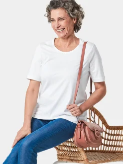 Goldner Damen Kurzarm-Shirts in weiß - Ärmel: Halbarm