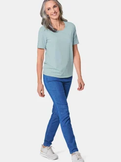 Goldner Damen Kurzarm-Shirts in hellblau