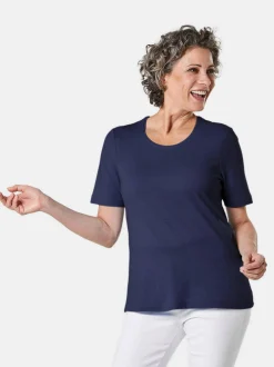 Goldner Damen Kurzarm-Shirts in marine - Ärmel: Halbarm