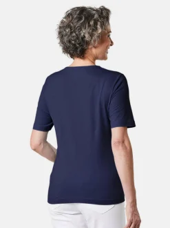 Goldner Damen Kurzarm-Shirts in marine - Ärmel: Halbarm