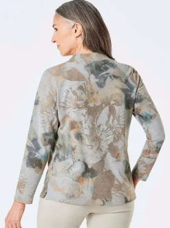 Goldner Damen Langarmshirt - Kurzgröße in grau