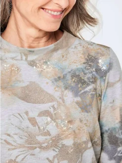 Goldner Damen Langarmshirt - Kurzgröße in grau