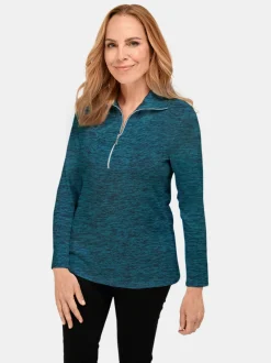 Goldner Damen Langarm-Shirts in melange - Ärmel: langarm