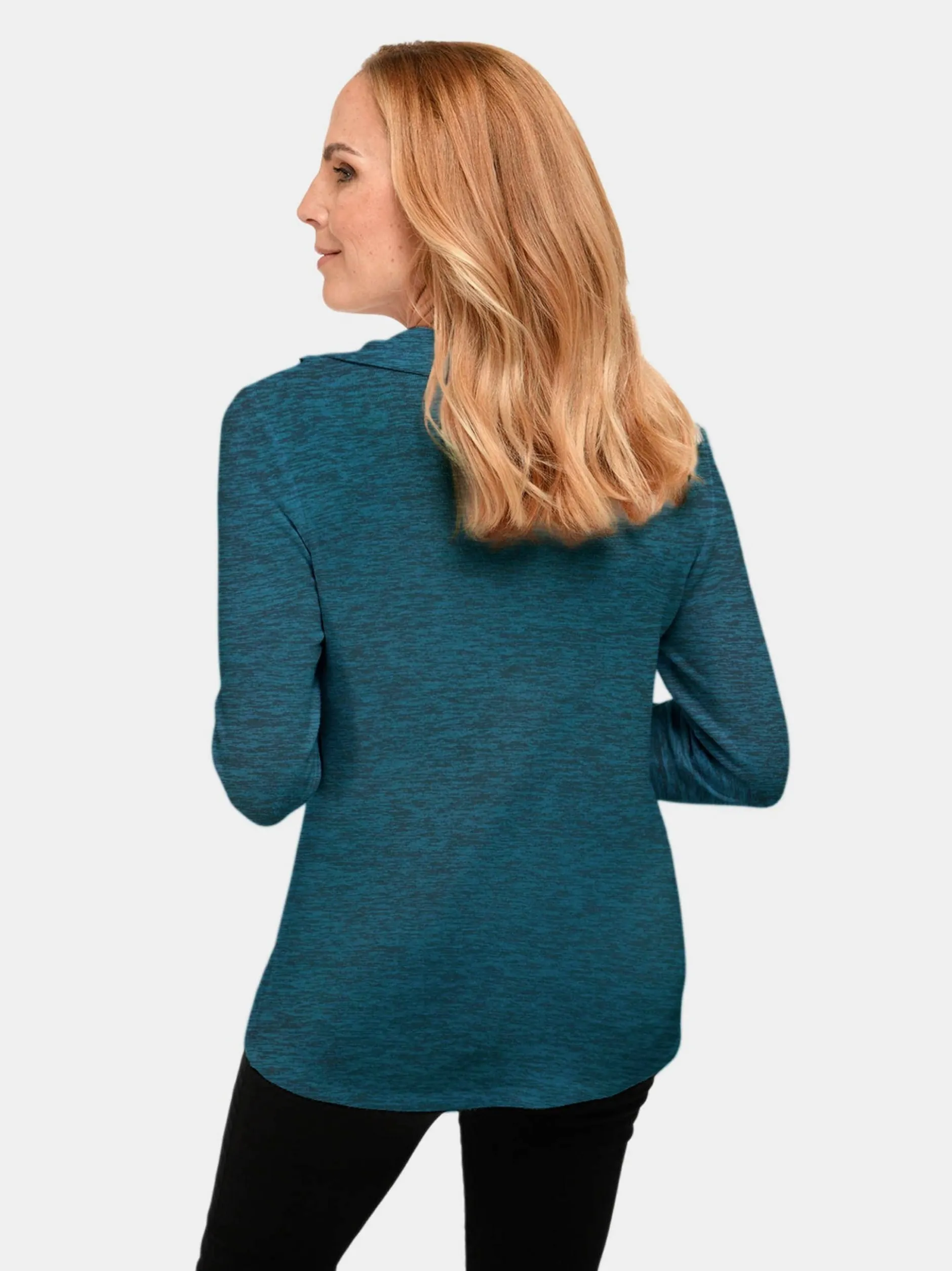 Goldner Damen Langarm-Shirts in melange - Ärmel: langarm