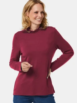 Goldner Damen Langarm-Shirts in rot - Ärmel: langarm