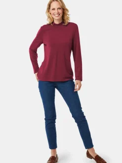 Goldner Damen Langarm-Shirts in rot - Ärmel: langarm