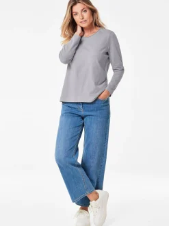 Goldner Damen Langarm-Shirts in silber - Ärmel: langarm