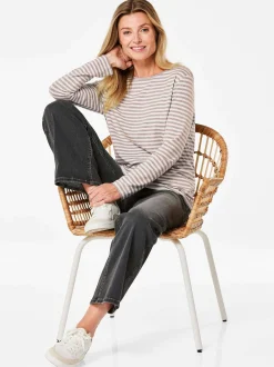 Goldner Damen Langarm-Shirts in taupe - Ärmel: langarm