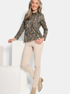 Goldner Damen Langarm-Shirts - Kurzgröße in grün