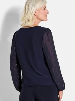 Goldner Damen Langarm-Shirts - Kurzgröße in marine