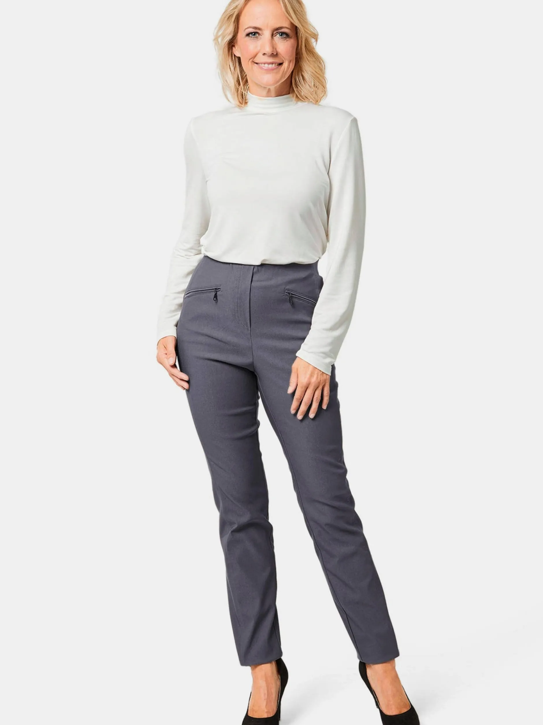 Goldner Damen Lange Hosen in grau