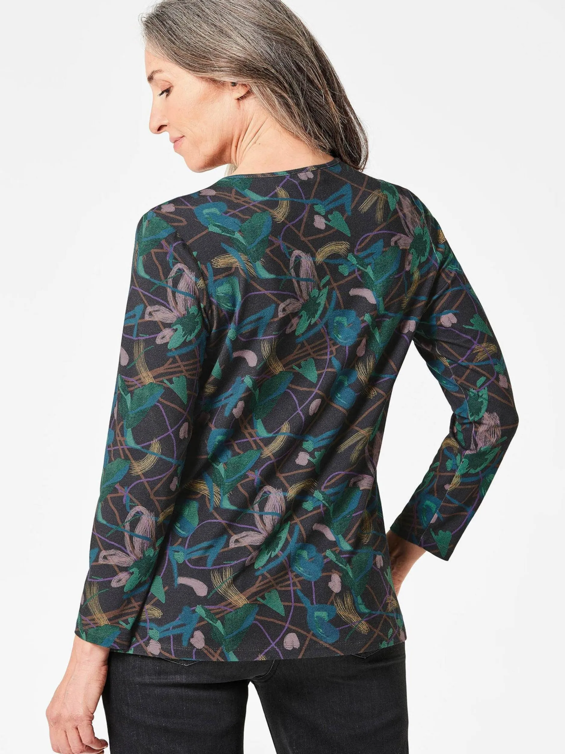Goldner Damen Longshirts in mehrfarbig - Ärmel: langarm