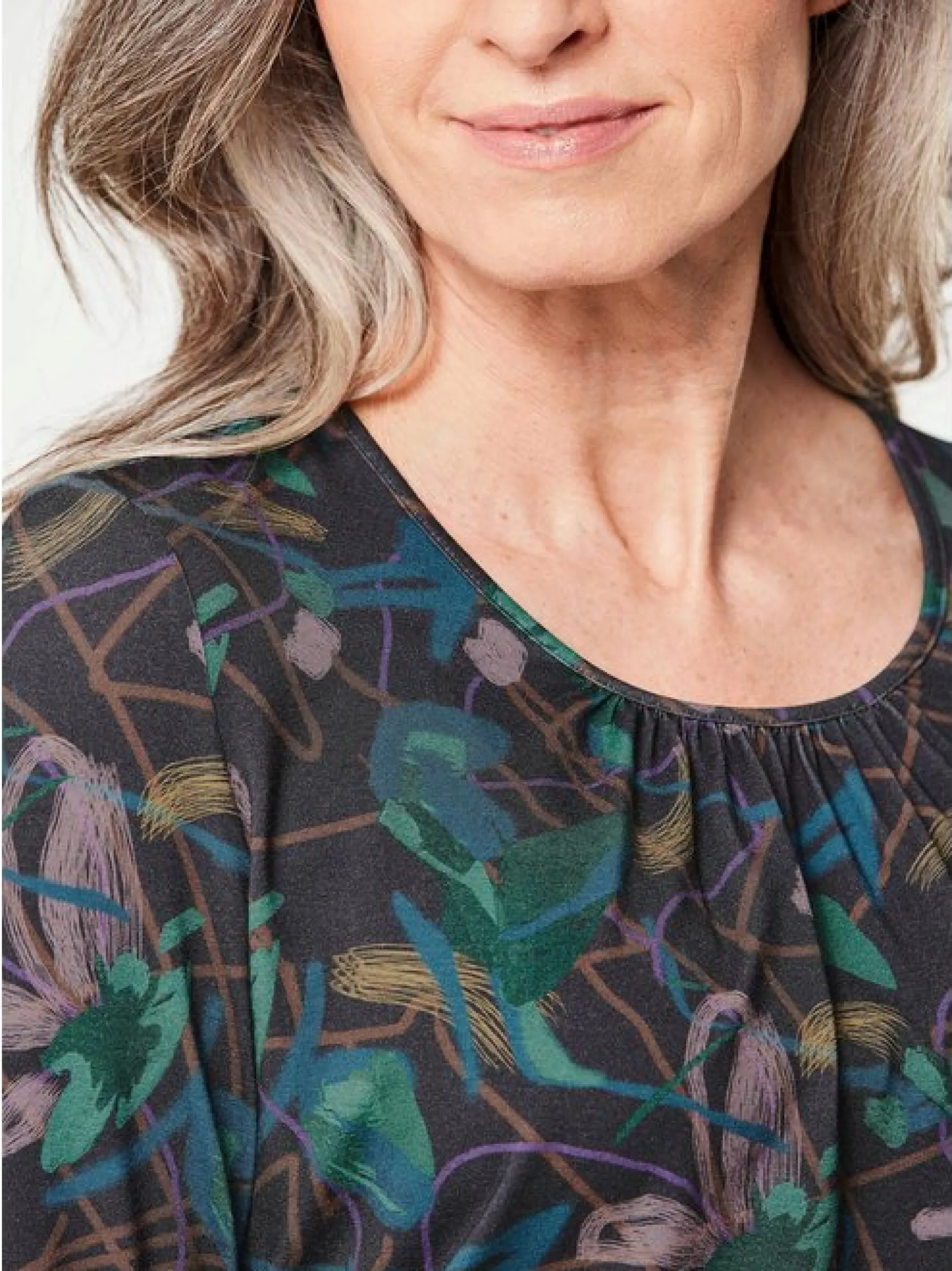 Goldner Damen Longshirts in mehrfarbig - Ärmel: langarm
