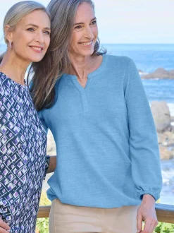 Goldner Damen Longshirts - Kurzgröße in blau