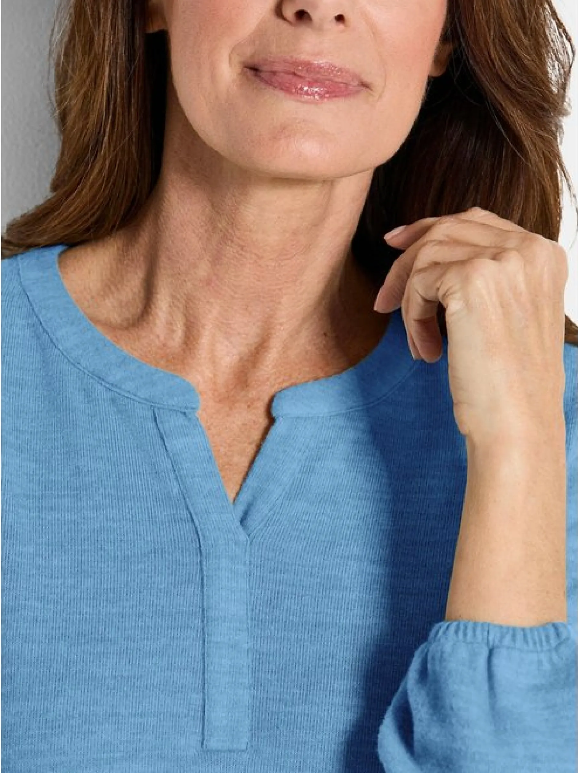Goldner Damen Longshirts - Kurzgröße in blau