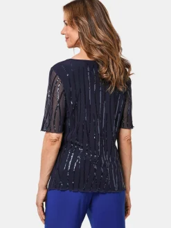 Goldner Damen Mesh-Shirt - Kurzgröße in blau