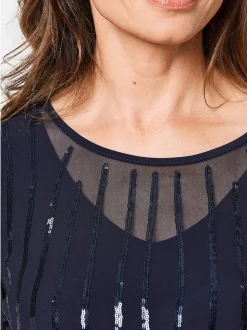 Goldner Damen Mesh-Shirt - Kurzgröße in blau