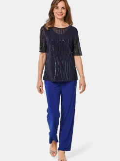 Goldner Damen Mesh-Shirt - Kurzgröße in blau