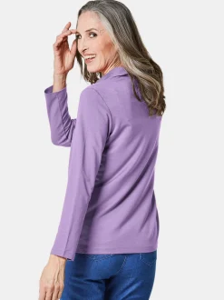 Goldner Damen Poloshirts in flieder - Ärmel: langarm
