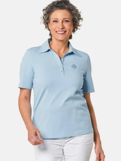 Goldner Damen Poloshirts in hellblau - Ärmel: Halbarm