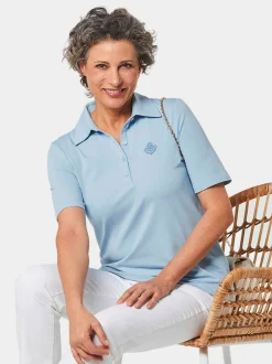 Goldner Damen Poloshirts in hellblau - Ärmel: Halbarm