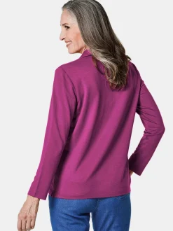 Goldner Damen Poloshirts in lila - Ärmel: langarm
