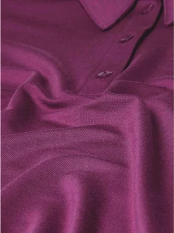 Goldner Damen Poloshirts in lila - Ärmel: langarm