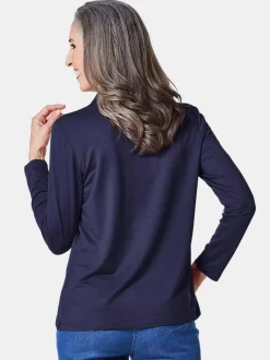 Goldner Damen Poloshirts in marine - Ärmel: langarm