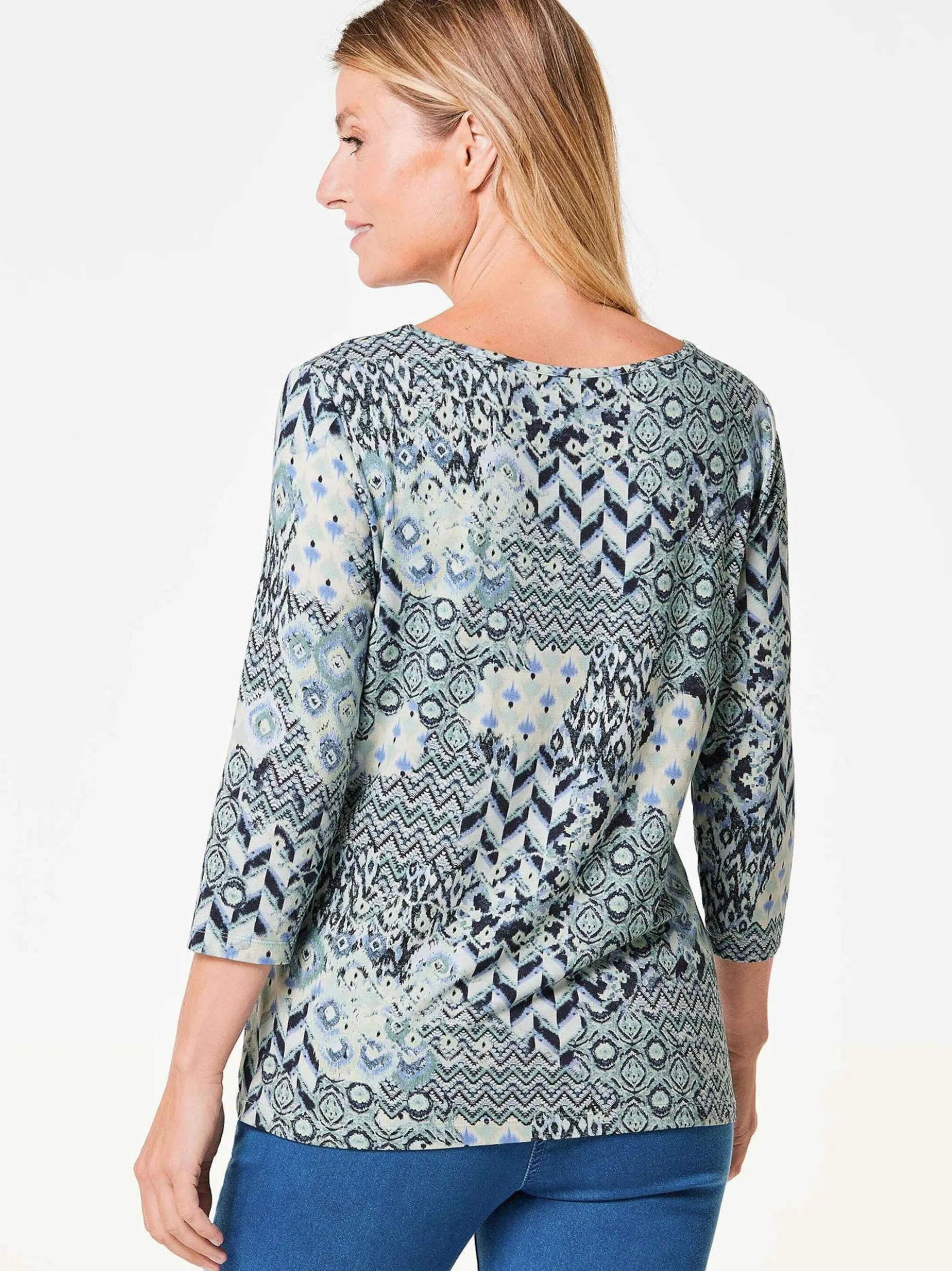 Goldner Damen Print Shirts in blau - Ausschnitt: U-Boot