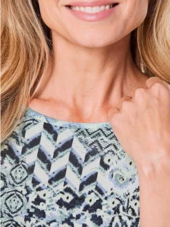 Goldner Damen Print Shirts in blau - Ausschnitt: U-Boot