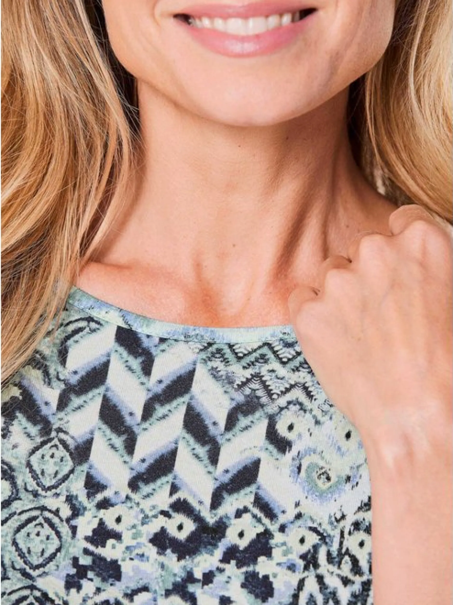 Goldner Damen Print Shirts in blau - Ausschnitt: U-Boot