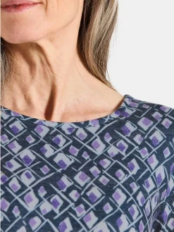 Goldner Damen Print Shirts in lila - Ausschnitt: U-Boot