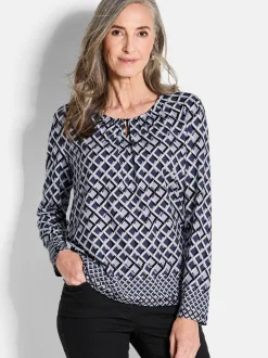 Goldner Damen Print Shirts in lila - Ärmel: langarm