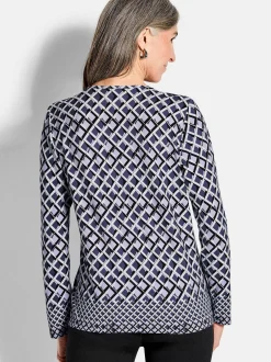 Goldner Damen Print Shirts in lila - Ärmel: langarm