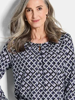 Goldner Damen Print Shirts in lila - Ärmel: langarm